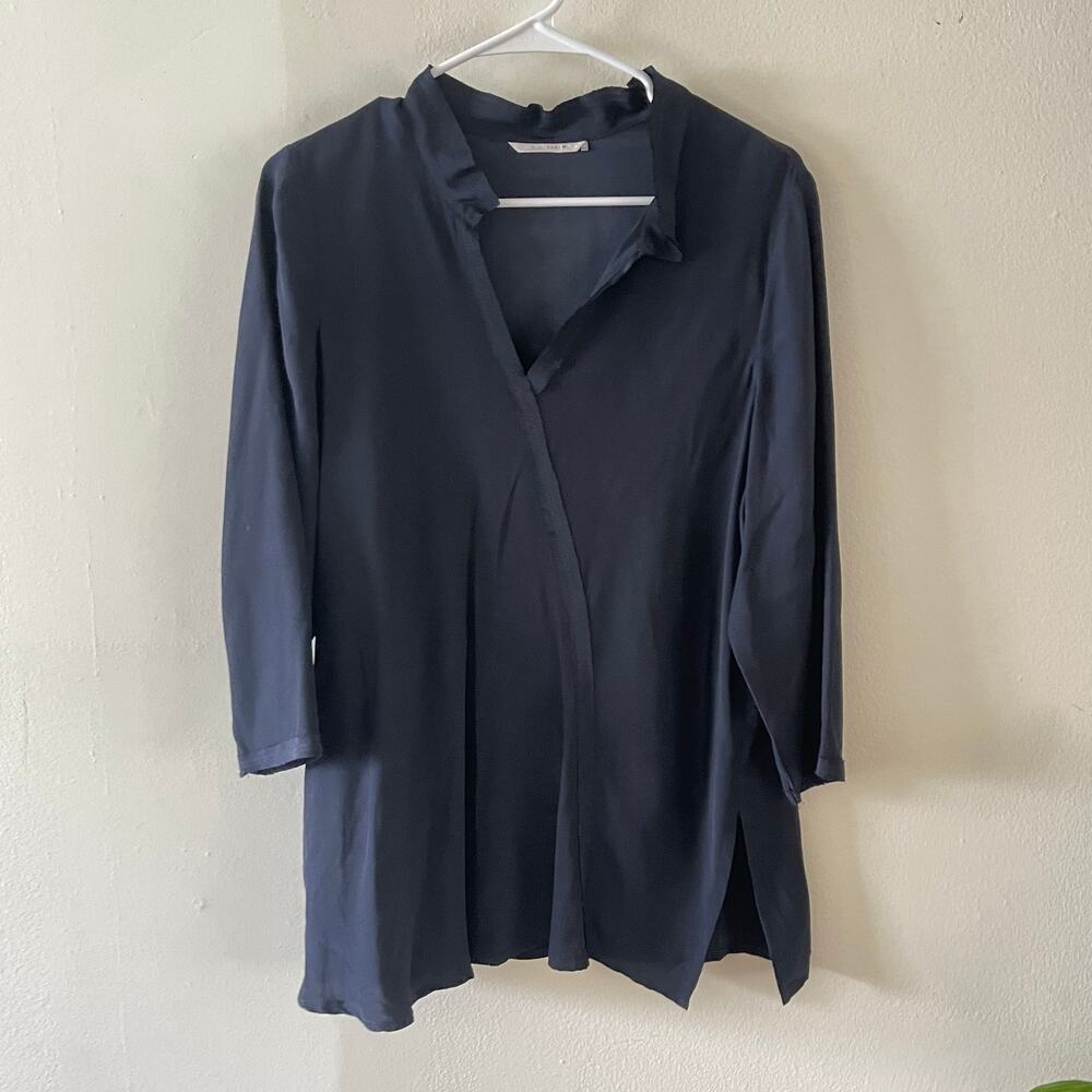 Elaine Kim Popover Blouse Womens X Large Black Minimalist Tunic Casual Basic